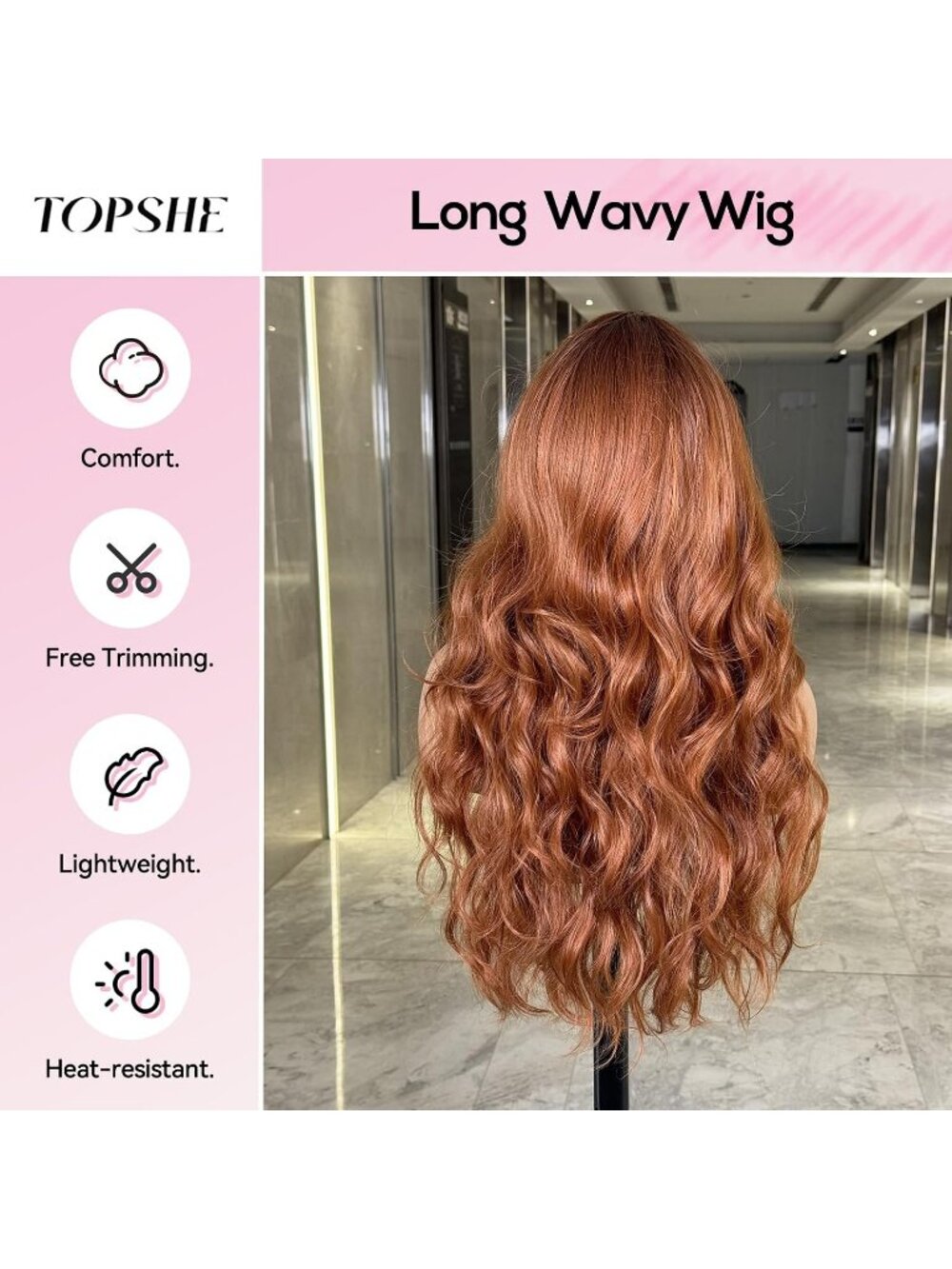 Women's Orange 24 Inch Heat Resistant Synthetic Short Wavy Long Curly Wigs - Picture 3 of 6